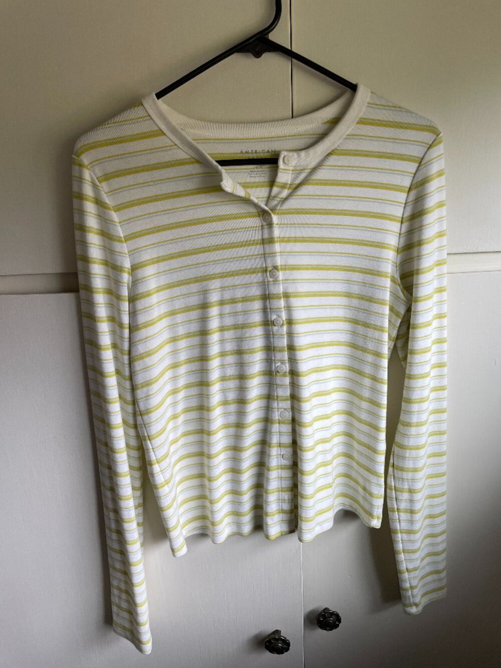 Y2K Inspired Striped Button Up American Eagle Blouse